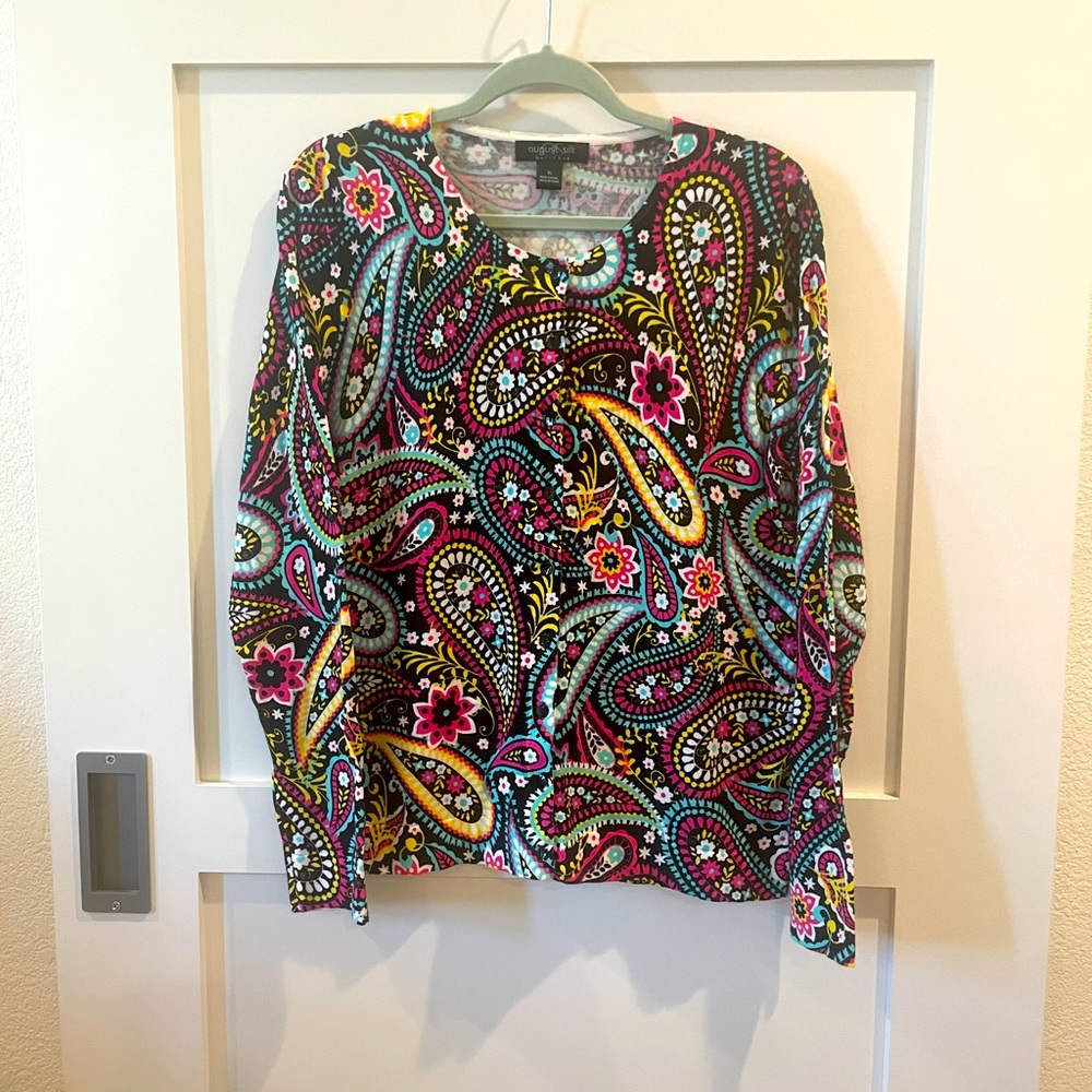 August Silk Vibrant floral paisley Cardigan XL